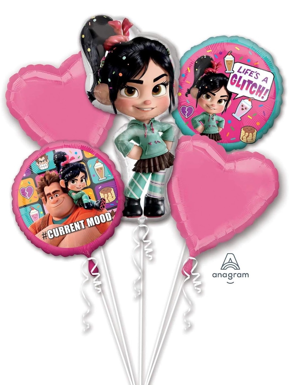 New Disney Wreck-It Ralph Vanellope Pink Party Balloon Bouquet